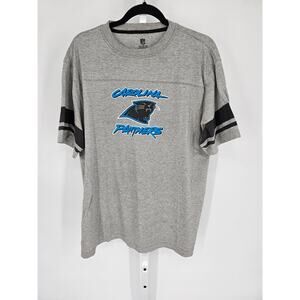 NFL Men's Gray Carolina Panther Logo Print 1/2 Sleeve Crew Neck T-shirt Size XL